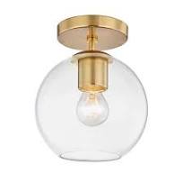 Hampton Bay Vista Heights 8 in. 1 Light Aged Brass Semi Flush Mount  HD-1871AGB-I