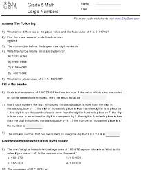 Grade 5 Math Worksheets And Problems Large Numbers Math Worksheets Grade 5 Math Worksheets 5th Grade Math