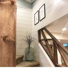 A Farmhouse Style Makeover On The Stairwell By Bloomingdiyer Beautiful Work Farmhouse Farmhousedecor Farmhouseb Finishing Basement Basement Makeover Home