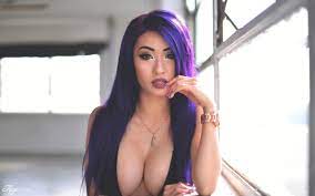 Purple hair big tits