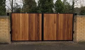 Residential metal gates with wood infill. Metal Framed Gate Gallery Gates And Fences Uk