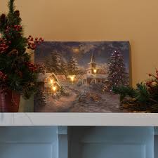 Battery Powered Lighted Wall Art Winter Village With Remote Control Lumabase