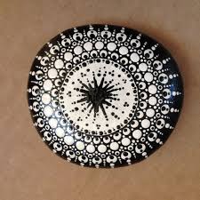 Black And White Mandala Rock Painting Black White Mandala Painted Rocks Mandala Rocks Mandala Rock Art