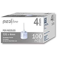 Medtfine Insulin Pen Needles 32g 4mm 100 Pieces
