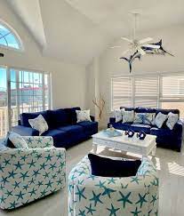 Coastal Upholstered Chairs In Beachy Nautical Fabrics In 2021 Coastal Decorating Living Room Coastal Living Rooms Blue And White Living Room