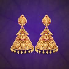 22k Gold Antique Jhumka From Grt Jewellers South India Jewels Gold Jewellery Design Necklaces Gold Earrings Designs Gold Jewelry Stores