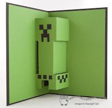This is an easy how to make a pop up card. The Crafty Owl Minecraft Creeper Pop Up Birthday Card