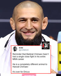 😅 BORZ BORZ @CHIMA3V Reminder that Baldzat Chimaev hasn't had a single  close fight in his entire MMA caeer He is a completely different animal to  Hairzat Chimaev It's over for Dricus