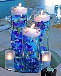 Love The Base 2 Pillars One Pillar With Simple Flowers Baby S Breath And A Best Day Blue Wedding Decorations Blue Wedding Centerpieces Blue Centerpieces