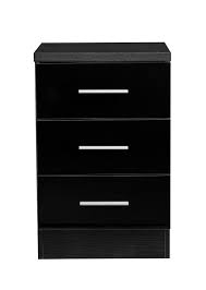Crafted from an oak wood structure, it offers three drawers for storage which feature dovetail joinery and oak. Reflect Xl High Gloss 3 Drawer Bedside In Black Black Oak Online4furniture Co Uk Online4furniture