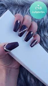 4.8 out of 5 stars 120. Dark Purple Nails With Rhinestones Fake Nails Press On Nails Etsy Rhinestone Nails Nails Design With Rhinestones Dark Purple Nails