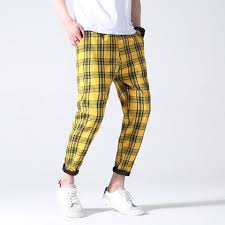 Black And Yellow Plaid Pants Mens Godlike Men S New Foreign Trade Plaid Trousers Teenage Fashion Personality Pants Spring And Summer Fashion St Mens Trousers Casual Mens Pants Fashion Teenage