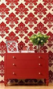 Classic Wallpaper Patterns Fleur De Lis Red Interior Design Decor Red Wallpaper