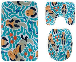 Cute Bathroom Mat Set Kawaii Smart Otter Animal 3 Piece Soft Shower Bath Rugs Contour Mat And Toile In 2020 Toilet Seat Lid Covers Bathroom Floor Mat Bathroom Mat Sets