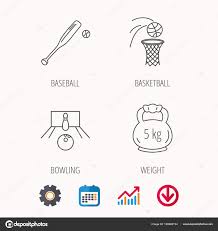 Baseball Bowling And Basketball Icons Stock Vector