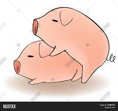 Two Cartoon Pigs Vector & Photo (Free Trial) | Bigstock