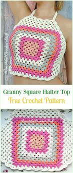 You can never go wrong with the simplicity of a granny square! Crochet Summer Halter Top Free Patterns In 2021 Crochet Crochet Clothes Crochet Bikini Top Pattern