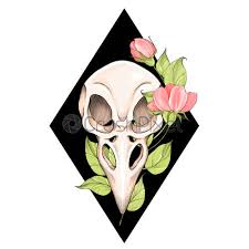 Flower tattoos look good on just about every area of your body. Bird Skull With Leaves And Flowers Tattoo Design Stock Photo Crushpixel