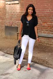 Black And White Pants Outfit Black White Flats Google Search Black Top Outfit Red Shoes Outfit Casual Red Flats Outfit