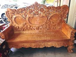 Khmer Solid Wood Sofa Wood Sofa Decor Wood Decor
