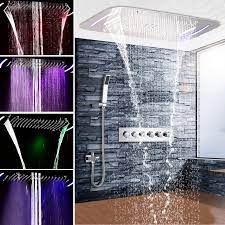 duscharmatur led thermostat unterputz regenfall duschkopf aus edelstahl in chrom duschkopf duscharmatur badezimmer mit dusche