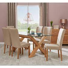 Glass table and chairs set. Casa Toledo Glass Table 6 Upholstered Chairs Dining Set