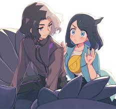 Rule 34 Dev - 1boy 1girl amethio_(pokemon) black_hair black_shorts  blue_eyes bright_pupils coat collared_shirt colored_inner_hair  commentary_request corviknight cowlick creatures_(company) eyelashes  game_freak gen_8_pokemon green_coat hair_ornament ...