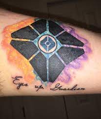 Gamer tattoos — ghost shell from destiny done by lauren. My Ghost Tattoo For Destiny For How Big Of An Impact It Has Made In My Life Album On Imgur