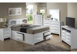 We have panel beds with drawers that can hold anything from spare sheets to pajamas and some designs that have shelves in the footboard to hold books or trinkets. White Queen Storage Bookcase Bed Dresser Mirror Best Buy Furniture And Mattress