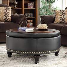 Smart round black marble coffee table. Copper Grove Payara Round Storage Ottoman With Flip Top Surface On Sale Overstock 7945167