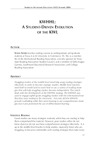 Pdf Kwhhl A Student Driven Evolution Of The Kwl