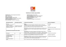 El documento detalla las estrategias y acciones que se van a acometer para alcanzar los objetivos en el plazo previsto. Planificacion Juegos De Patio Ok