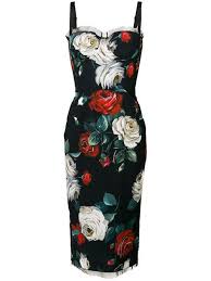 Designer Cocktail Dresses Party Gowns Dolce Gabbana Dress Bustier Dress Floral Print Midi Dress
