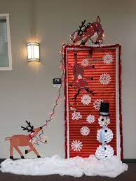 Our Christmas Door Decoration First Place Made Snowman With Dixie Cups Rei Christmas Classroom Door Holiday Door Decorations Office Christmas Decorations