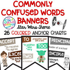 26 Commonly Confused Words Colored Banners Star Wars Theme Tpt Star Wars Theme Commonly Confused Words Star Wars
