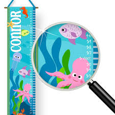 under the sea ocean life theme kids personalized wall growth chart