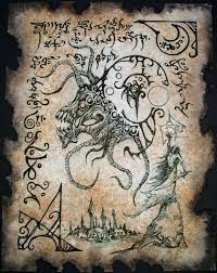 Dark Art Cthulhu Mythos Authentic Pages From De Vermis Mysteriis Crafted By Artist Zarono Cthulhu Mythos Dark Fantasy Art Lovecraftian Horror