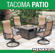 Add Elegance And Warmth To Your Backyard With The Tacoma Fire Patio Set Framed With Durable Aluminum The Lp Fire Pit Table Will Wow Outdoor Furniture Patio Outdoor Furniture Sets