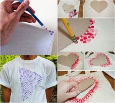 T Shirt Selbst Bemalen Textilfarbe Punkte Bleistift Herz Vorlage T Shirt Bemalen Shirts Bemalen Textilfarbe