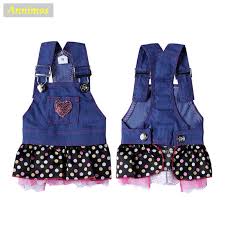 Pet Dog Cute Denim Dresses With Handmade Sequins Sweet Heart