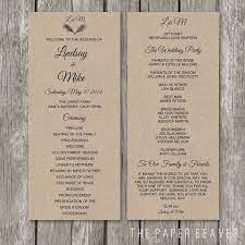Printable Wedding Program Diy Rustic Kraft Wedding Welcome Program Double Sided Printable Wedding Programs Wedding Programs Template Diy Wedding Programs