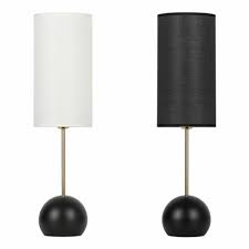 Table Lamp Desk Light With Fabric Lampshade Round Metal Base Black White White Desk Lamps Table Lamp Black Desk Lamps