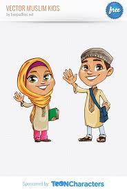Teman dan sekolah adalah dua hal yang mendominasi keseharian mereka. Vector Muslim Kids Vector Characters Kartun Gambar Kartun Gambar