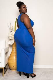 Plus Size Basic Racerback Maxi Dress Royal Blue In 2020 Racerback Maxi Dress Black Women Fashion Fashion