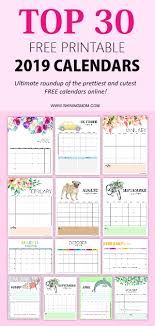 Top 30 Free 2019 Printable Calendar Planners Awesome Designs Planner Calendar Printables Planner Calendar Calendar Printables