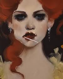 New 36x12 inch June Valentine Ruppe masterpiece available!! Title is “Not  in the Mood” ... ha !! We love it !! Message us for details