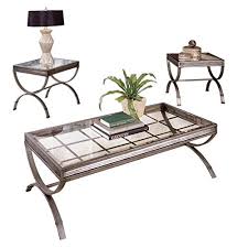 This coffee table has a rustic and natural style, measuring 42 in width it provides plenty of space for your decorating needs. Bowery Hill 3 Piece Coffee And End Table Set In Silver Furniture Living Room Furniture Sek Pro De