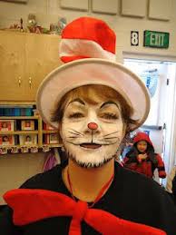 Cat In The Hat I Like This But With A Black Nose And The Hat Painted Above One Eye Dr Seuss Diy Costumes Book Day Costumes Whoville Costumes