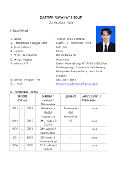 It is the standard representation of credentials within academia. Curriculum Vitae Contoh