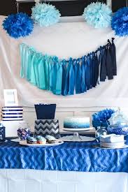 Diy 1st Birthday Decoration Ideas For Boy At Home Blue Ombre Birthday Party Baby Shower Cards Baby Boy Birthday Baby Boy Shower